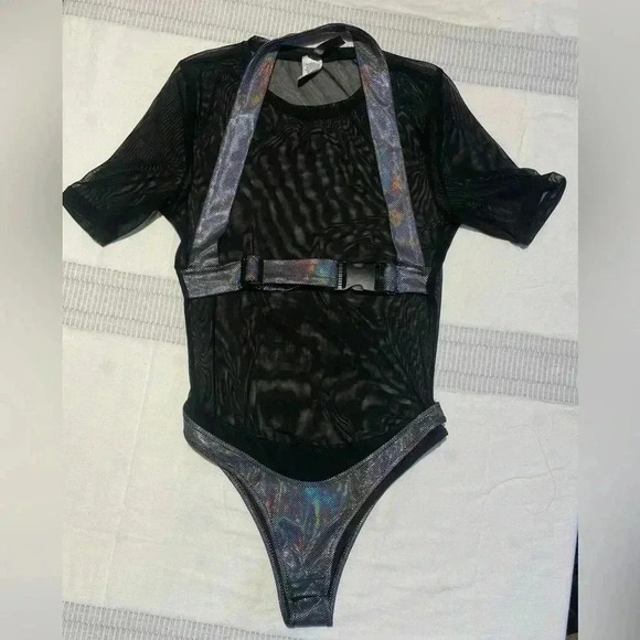 Ktoo Sheer Holographic Buckle Body Suit Size Medium Unisex - Picture 1 of 5